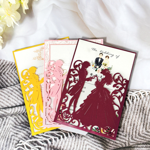 Cartes d'<span class=keywords><strong>invitation</strong></span> de mariage OEM à deux volets cartes de vœux creuses vente en gros invitations de mariage <span class=keywords><strong>princesse</strong></span> et prince avec enveloppe - Product Image 2