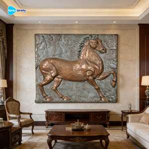 منحوتة حائط برونزية كبيرة مخصصة على شكل حيوانات، ديكور نحتي لغزال وحصان ونمر وطائر الكركي - Product Image 6