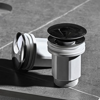 Évier de salle de bain moderne avec drain 90 mm en plastique et laiton poli, design pop-up