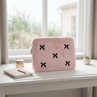 Tas Laptop Ringan FH, Sarung Laptop Bulu Imitasi 13-14 Inch, Tas Komputer Pelindung Lucu dan Lembut, Penutup Pouch Empuk