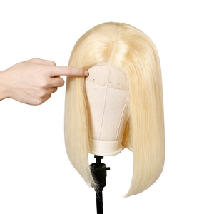 Perruques Courtes <span class=keywords><strong>Bob</strong></span> Blondes 613 avec Dentelle Transparente, 100% Cheveux Humains Vierges Remy, 1 Pièce <span class=keywords><strong>Marque</strong></span> XS <span class=keywords><strong>pour</strong></span> Femmes, Vente en Gros Fournisseur - Product Image 4