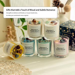 Velas Aromáticas de Cera de Soja Hechas a Mano con Cristales, Mecha de Madera y Flores Secas de Colores para el Hogar, Venta al Por Mayor de Fábrica - Product Image 5
