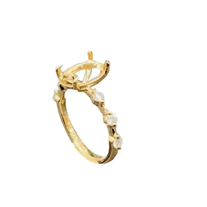 Custom 10K 14K Yellow Gold Diamond Ring Mountings Oval Cut Semi Mount Diamond Ring