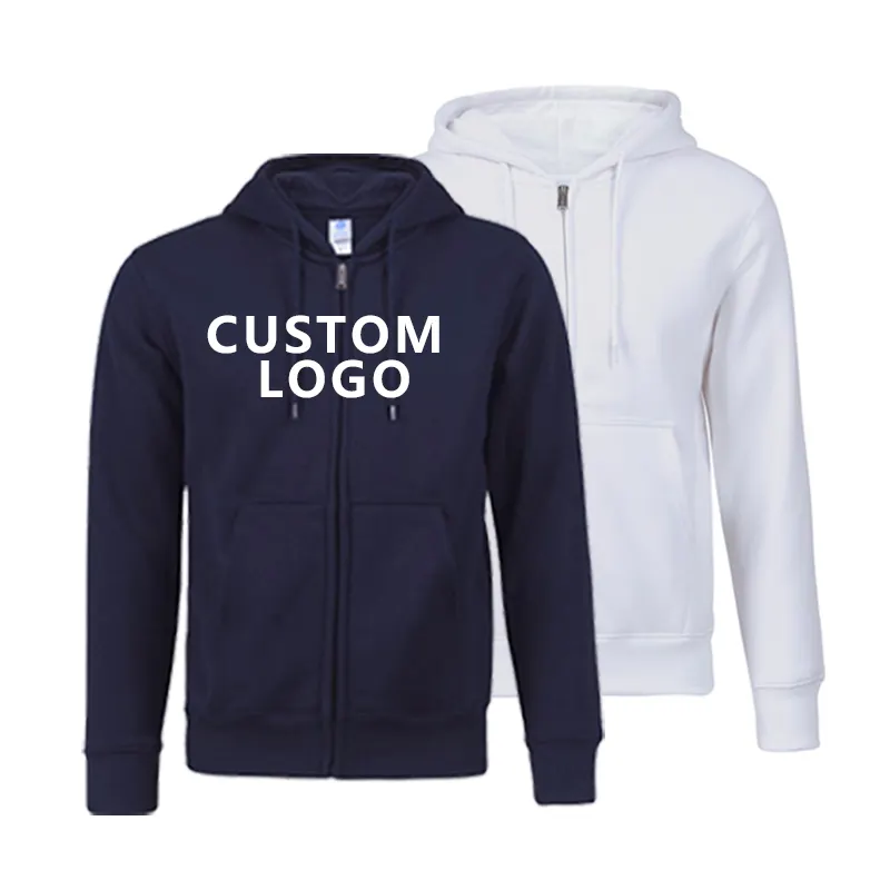 Custom Own Logo Men High Quality Cotton Polyester Printed Pullover Men hoodie washed thick full zip up hoodie custom