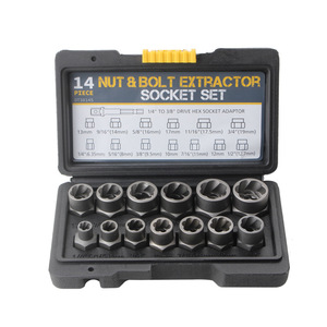 14 Piece Nut Extractor Socket Set 3/8 In Drive Reverse <b>Thread</b> Cr Mo Steel Home Repair <b>Tool</b> - Product Image 5