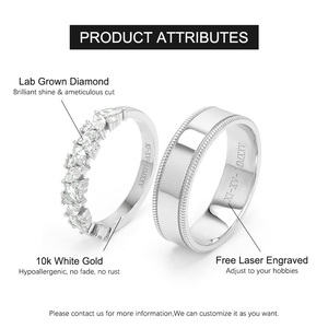 Custom 10K/14K/18K White Gold Lab Grown Diamond D Color VVS Clarity Brilliant Cut IGI Certified Wedding Couple <b>Ring</b> <b>Set</b> <b>Women</b> - Product Image 2