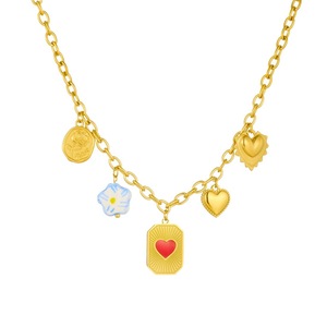 Cross Border Fashion Multi Element Pendant Ceramic Flower Red Heart Square Charm Necklace Everyday Wear - Product Image 5