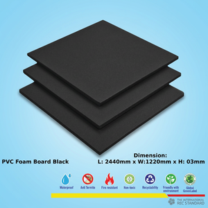 Lámina de Espuma de PVC-WPC, 3 mm de Grosor, 0.6 G/cm3 de Densidad, Color Negro, Paneles Decorativos Lisos de Plástico para Muebles de Cocina, Vietnam - Product Image 1