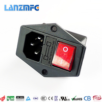 C14 prise de courant fusible unique KCD4 25x30mm interrupteur de lumière Type à vis 3 prises ca en laiton 10A évalué CCC CB TUV CE KC pour certifié