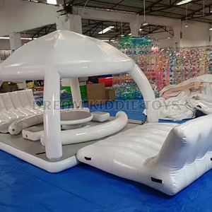 Plateforme flottante gonflable pour bar aquatique d'été avec tente, pont solaire, île flottante, salon, fête, loisirs - Product Image 3