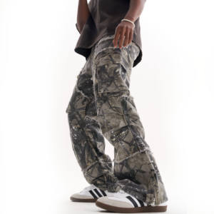 Pantalons de survêtement Joggers Work Track Stacked Straight Leg Heavyweight Denim 100% Cotton Cargo Baggy Jeans Pantalons pour hommes Automne - Product Image 1