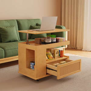 Coffee Table Solid Wood Height Adjustable Movable Storage <b>Drawer</b> Living Room Furniture Small Apartment Use - Product Image 1