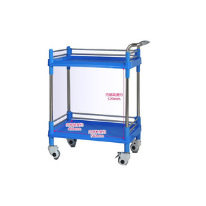 Chariot d'hôpital Hirowa à double niveau 645 mm x 445 mm avec roues silencieuses et main courante fixe pour usage médical et de laboratoire - Product Image 3