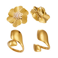 Nouvelle bague de luxe 2026 en acier inoxydable plaqué or 18 carats, forme géométrique irrégulière en fleur, pour femme, idéale pour les fêtes et les fiançailles