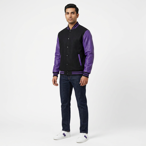 Veste universitaire pour homme avec broderie chenille personnalisée, style baseball, coupe oversize, lettrage surdimensionné, veste varsity pour homme - Product Image 1