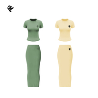 Ensemble 2 pièces T-shirt à manches courtes personnalisé et robe midi pour femme – Collection été 2026 – Jupe longue élégante, ajustée et extensible