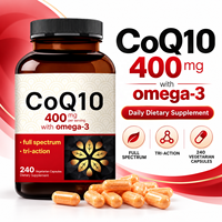 Complément Alimentaire Premium CoQ10 400mg avec Oméga 3, 240 Capsules Végétariennes pour une Nutrition Quotidienne