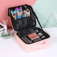 Tas Penyimpanan Artis Portabel, dengan Partisi Perjalanan Makeup Kereta Organizer Kasus Makeup untuk Aksesori