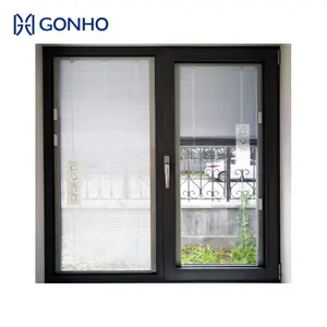 GONHO Thermal Break Aluminum Glass Louver Windows With Built In Blinds Window Windproof Louvers Windows