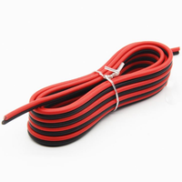Câbles Électriques RVB, Câble Audio Plat RVB, Câble Haut-parleur 2 Brins Positif-Négatif 0,75 mm 1,5 mm en Cuivre Rouge et Noir
