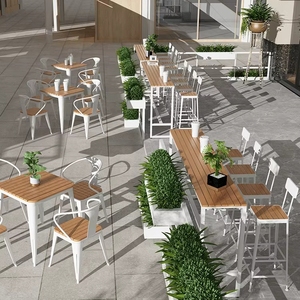 Gỗ Hiện Đại Chân Cao Ngoài Trời Cao Bàn Thanh Và 4 Ghế Trang Trí Nội Thất Patio Ngoài Trời Dài Bảng Cho Nhà Bếp Ăn Sáng Thanh - Product Image 4