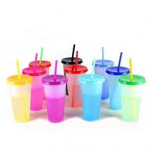 Custom Logo 16 Oz Plastic Magic Mug Pp Straw Cup With Boiling Water Applicability Color-Changing <b>Drinkware</b> - Product Image 1