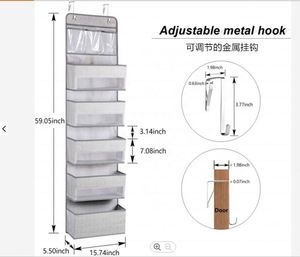Sac de rangement suspendu à la porte en tissu non tissé gris sérigraphié à cinq couches, pliable, avec fenêtre en maille, modèle 2024 - Product Image 2