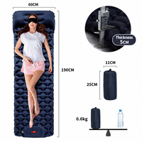 Matelas de camping auto-gonflable à pression de pied, matelas de couchage gonflable en TPU à motif losange avec oreiller pour le camping en plein air