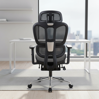 Chaise de bureau ergonomique moderne à dossier haut réglable, rotation à 360°, en maille, avec base en fer et cadre en plastique, pour la maison, le salon ou le bureau