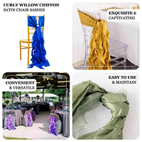 Vente en gros de ceintures de chaise en tissu satiné de saule bouclé bordeaux pour la maison et les banquets de mariage