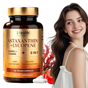 Capsules d'astaxanthine, fabricant OEM de produits nutraceutiques, GMP, antioxydant, santé des yeux, de la peau, des articulations, cardiovasculaire, vente en gros, en vrac - Product Image 1