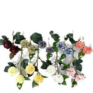Fleurs artificielles Mei Hui 3 têtes de dahlia en tissu enduit pour décoration de mariage, arrangement pour allée, mur et décoration intérieure - Product Image 5