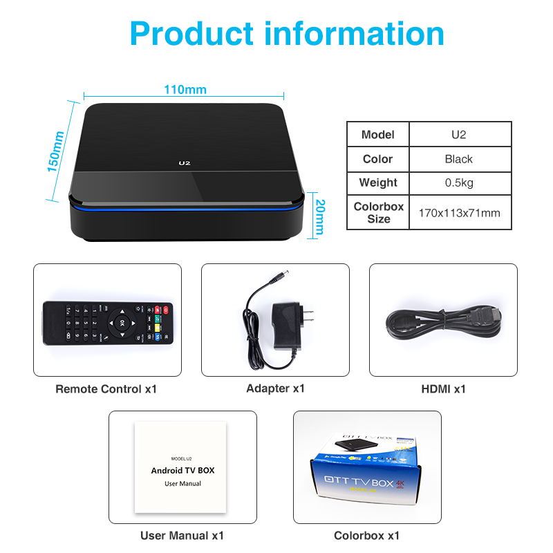 Quad Core con Wifi 4 K H.265 (HEVC) OTT Android TV receptor Android9.1