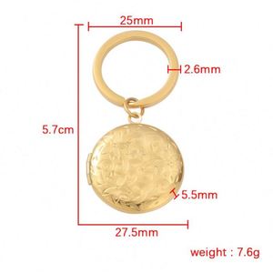 Heart Photo Frame Keychain Stainless Steel <b>Round</b> Memory Locket Blank Keyring Mirror Polished Charm Can Open Anniversary Pendant - Product Image 4