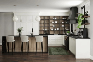 Cuisine ouverte avec des armoires de cuisine en bois massif modernes, simples et personnalisées - Product Image 2