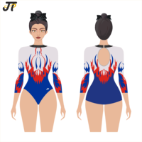 Justaucorps de gymnastique rythmique personnalisé à manches longues, faible MOQ, style artistique, pour compétition, uniforme sportif, entraînement adolescent