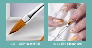 Ensemble de pinceaux à ongles plats à manche diamanté personnalisé, outils de sculpture et de peinture pour poudre acrylique, pinceaux de manucure pour salon et nail art - Product Image 6