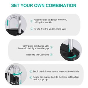 Juego de Candados de Seguridad Antirrobo Combinados para Gimnasio, Deportes, Escuela, Candado TSA de 4 Dígitos - Product Image 4