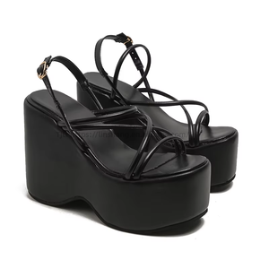 Custom Logo Summer High <b>Heels</b> Women's Sandals Big Size 35-43 Fashion Ladies Wedge Sandals - Product Image 2