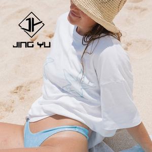 Camiseta Informal de Verano con Logotipo Personalizado para Mujer, Camiseta Gráfica de Moda, Camiseta Holgada con Cuello Redondo, Camiseta de Manga Corta de Algodón para Mujer - Product Image 1