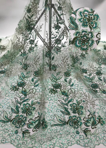 2020 nueva tela de lentejuelas francés encaje neto de verde y azul tela de lentejuelas de Nigeria láser boda tela de encaje - Product Image 6