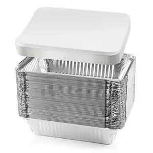 Disposable Recyclable Rectangular Takeaway Food Box Aluminum Foil Food Containers