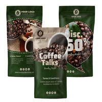 Sachets à fond plat personnalisés imprimés avec soufflet latéral 250g 340g 500g 1000g, sachets à café en plastique à fond plat avec valve