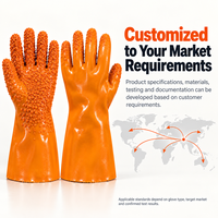 Gants en PVC personnalisés résistants aux produits chimiques, résistants à l'huile, imperméables, avec grip granulaire, manchette longue de 27-40 cm, doublure en polyester, vente en gros