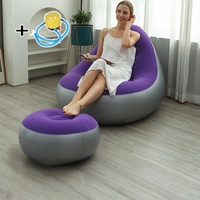Fauteuil gonflable moderne imperméable et épaissi, une place, avec repose-pieds, pliable, portable, en PVC, chaise de loisirs de haute qualité