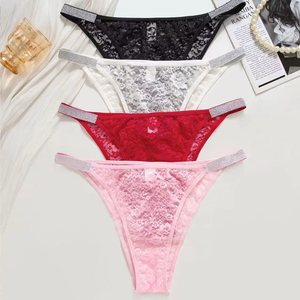 Custom Printed Women's High Cut High-Rise Everyday Plus Size Cotton Anti-Bacterial Seamless <strong>Waist</strong> Lace Thong <strong>Underwear</strong> - Product Image 1