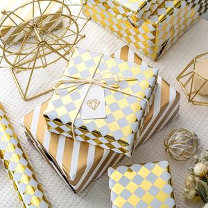 Gift wrapping <b>paper</b> golden plaid <b>pattern</b> suitable for Valentine's Day and weddings double sided printing customizable - Product Image 1