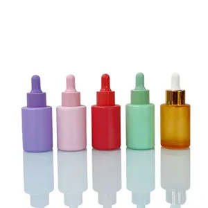 Luxury Cosmetic skin care packaging matte orange flat shoulder oil face serum bottle 15ml 30 ml serum bottle with box