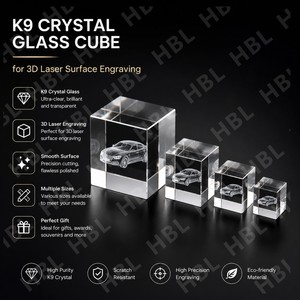 HBL Vente en gros de cubes de verre vierges en cristal K9 poli Cube photo en cristal gravé au laser 3D Presse-papiers - Product Image 4