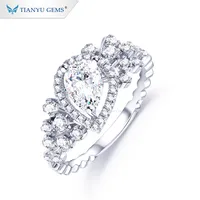 Tianyu-anillo de oro blanco de 14k con gemas, joyería de boda, moissanita, corte brillante